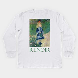 Girl with a Watering Can by Pierre-Auguste Renoir Kids Long Sleeve T-Shirt